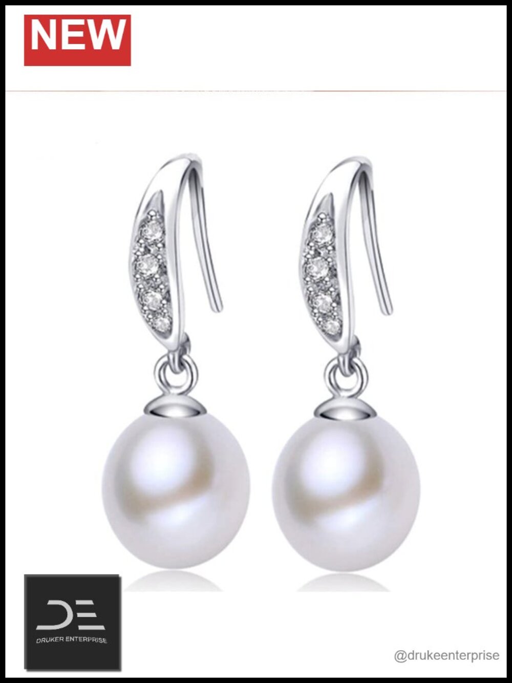 Freshwater Cultured Pearl Drop Dangle Earrings for Women, 18K Gold Plated 925